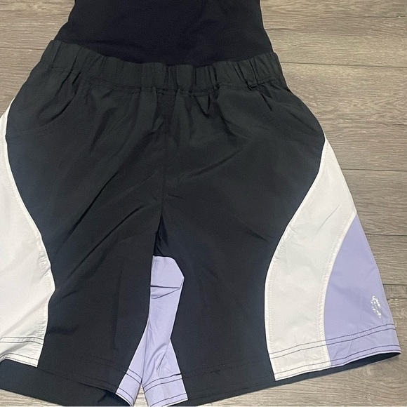 Free People FP Movement Double Bounce One Piece Black Purple Shortsie Romper S - Picture 11 of 12